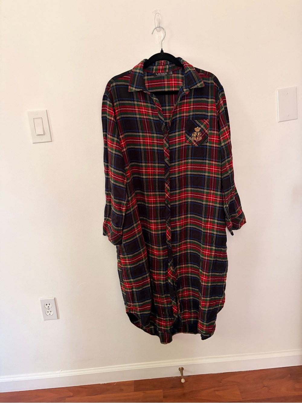 Ralph Lauren Red Green Navy Plaid Button-Up Shirt